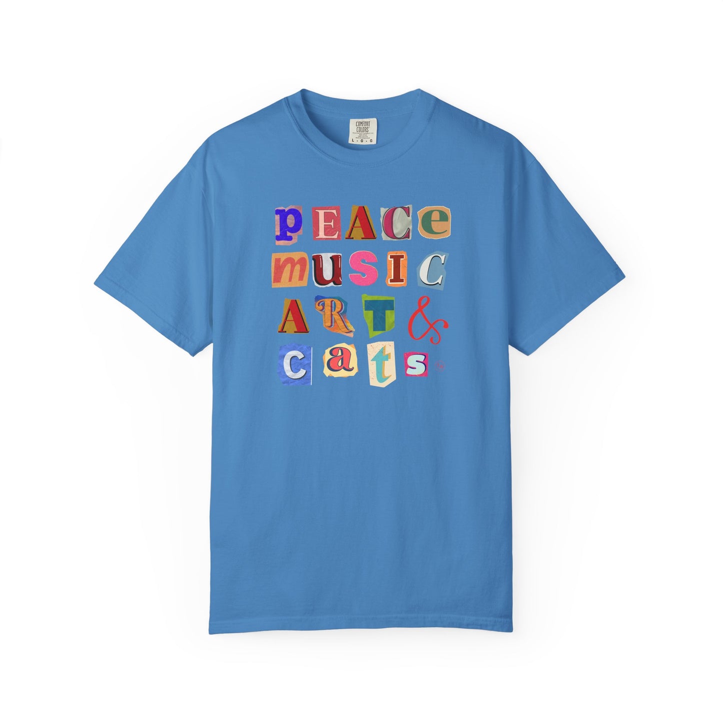 Peace, Music, Art & Cats Unisex Garment-Dyed T-shirt