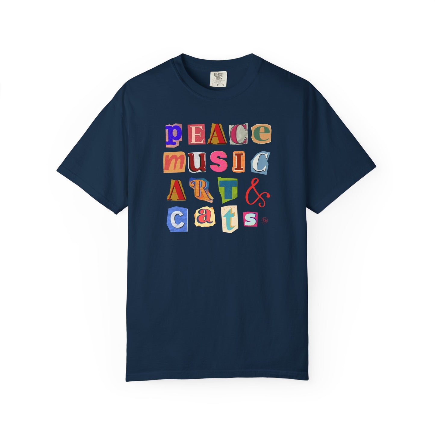 Peace, Music, Art & Cats Unisex Garment-Dyed T-shirt