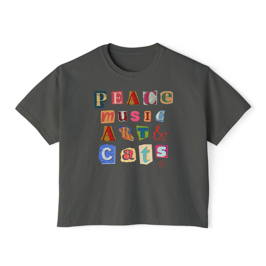 Peace, Music, Art & Cats Women's Boxy Tee