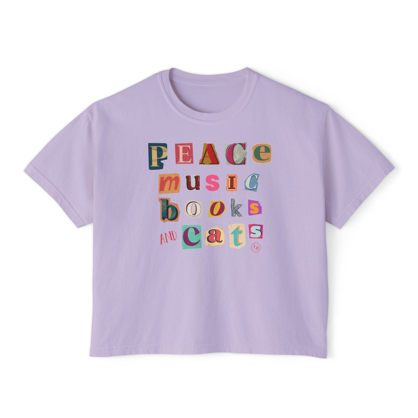 Peace, Music, Books and Cats Women's Boxy Tee
