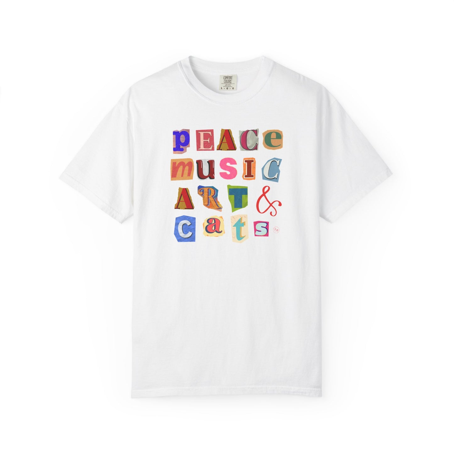 Peace, Music, Art & Cats Unisex Garment-Dyed T-shirt