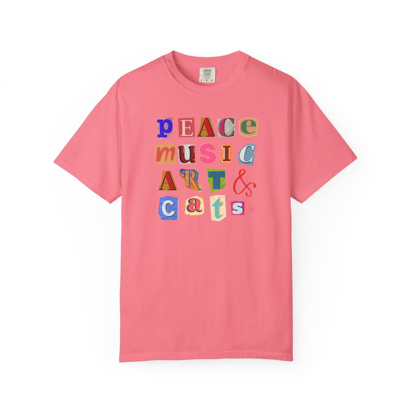 Peace, Music, Art & Cats Unisex Garment-Dyed T-shirt